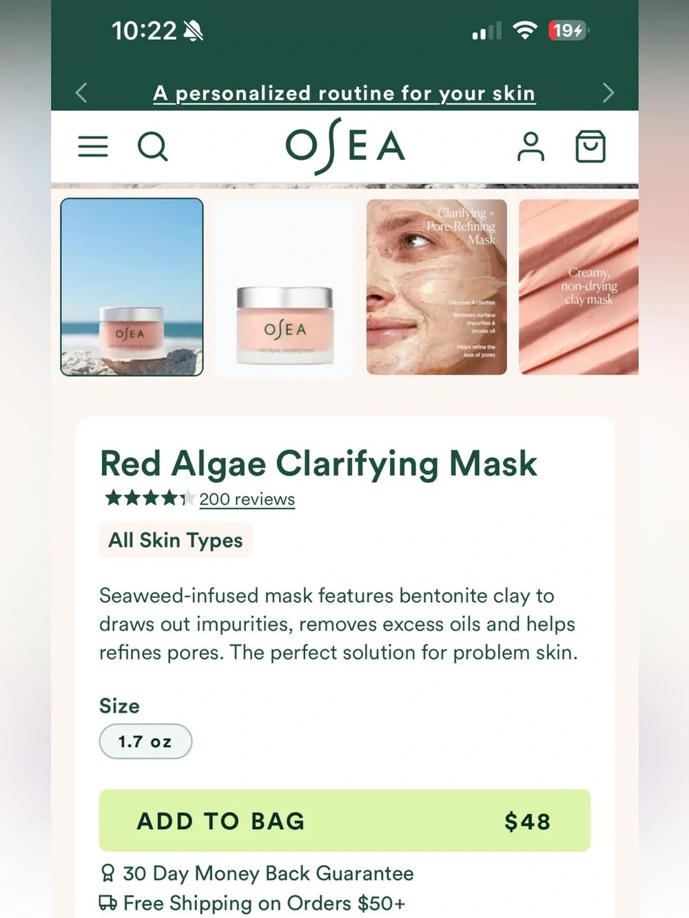 OSEA Malibu Red Algae Clarifying Mask
